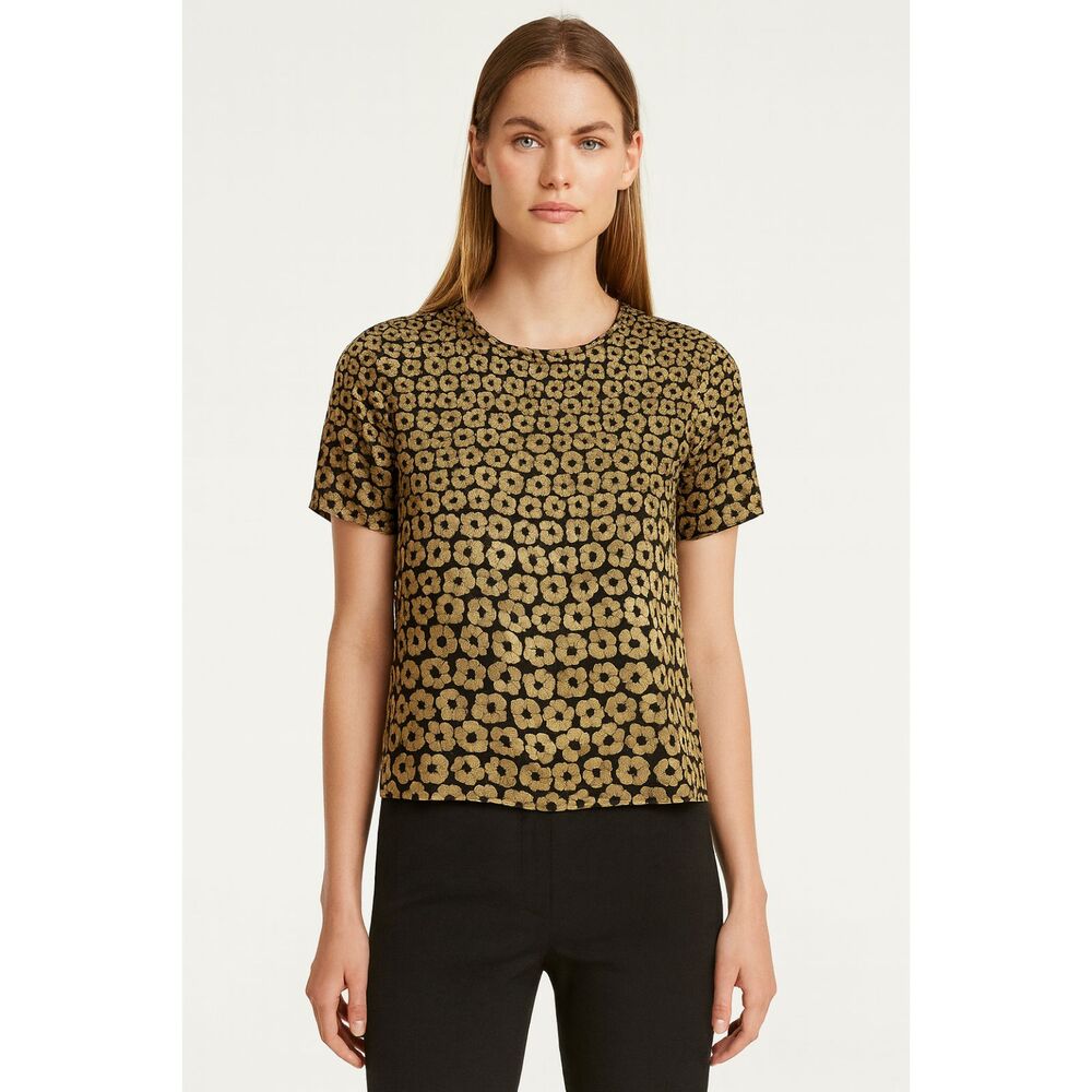 EQUIPMENT Gold Black Pattern Silk Top Blouse  Women's Size XS